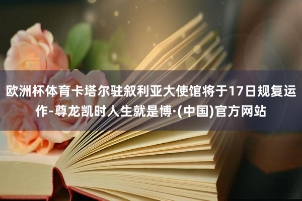 欧洲杯体育卡塔尔驻叙利亚大使馆将于17日规复运作-尊龙凯时人生就是博·(中国)官方网站