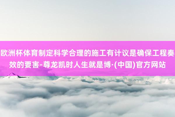 欧洲杯体育制定科学合理的施工有计议是确保工程奏效的要害-尊龙凯时人生就是博·(中国)官方网站