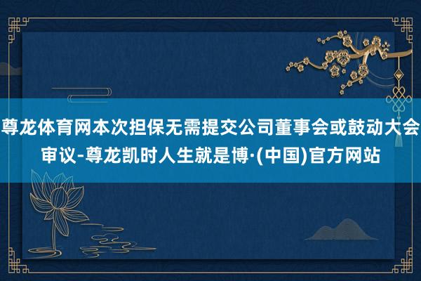 尊龙体育网本次担保无需提交公司董事会或鼓动大会审议-尊龙凯时人生就是博·(中国)官方网站