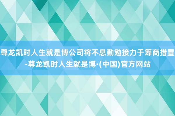 尊龙凯时人生就是博公司将不息勤勉接力于筹商措置-尊龙凯时人生就是博·(中国)官方网站