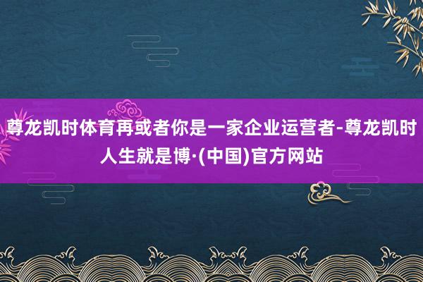 尊龙凯时体育再或者你是一家企业运营者-尊龙凯时人生就是博·(中国)官方网站