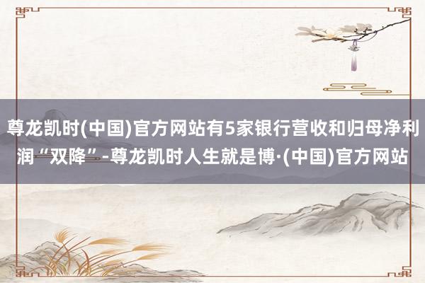 尊龙凯时(中国)官方网站有5家银行营收和归母净利润“双降”-尊龙凯时人生就是博·(中国)官方网站