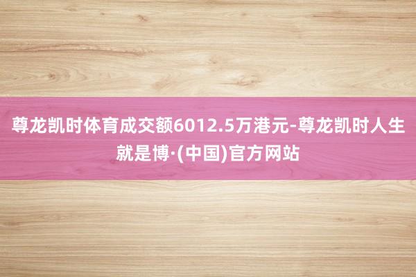 尊龙凯时体育成交额6012.5万港元-尊龙凯时人生就是博·(中国)官方网站