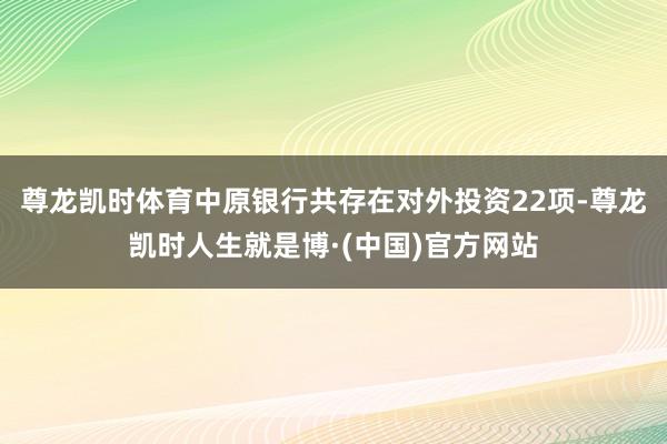 尊龙凯时体育中原银行共存在对外投资22项-尊龙凯时人生就是博·(中国)官方网站