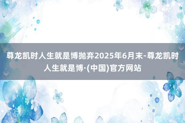 尊龙凯时人生就是博抛弃2025年6月末-尊龙凯时人生就是博·(中国)官方网站