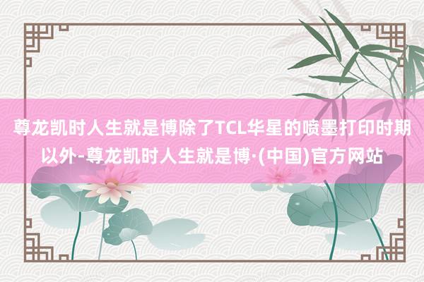 尊龙凯时人生就是博除了TCL华星的喷墨打印时期以外-尊龙凯时人生就是博·(中国)官方网站