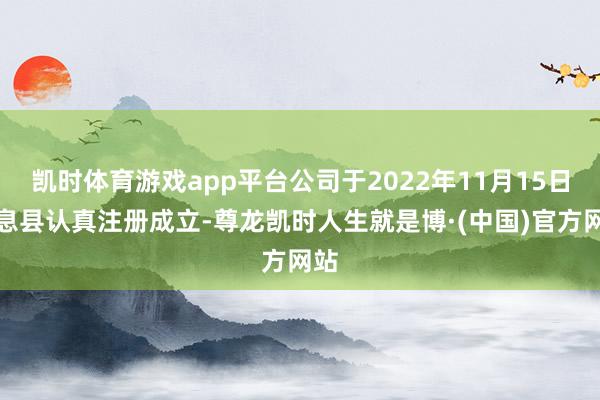 凯时体育游戏app平台公司于2022年11月15日在息县认真注册成立-尊龙凯时人生就是博·(中国)官方网站