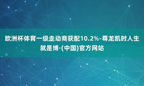 欧洲杯体育 一级走动商获配10.2%-尊龙凯时人生就是博·(中国)官方网站