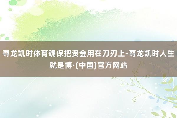 尊龙凯时体育确保把资金用在刀刃上-尊龙凯时人生就是博·(中国)官方网站